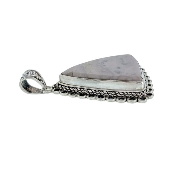 Southwest Scrollwork Edge Dusty Lilac Jasper Pendant | Vintage Sterling Silver - Picture 4 of 6